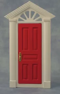 Red Painted Wooden Fairy Opening Front Door Tumdee 1:12 Scale Dolls House 695C - Picture 1 of 7