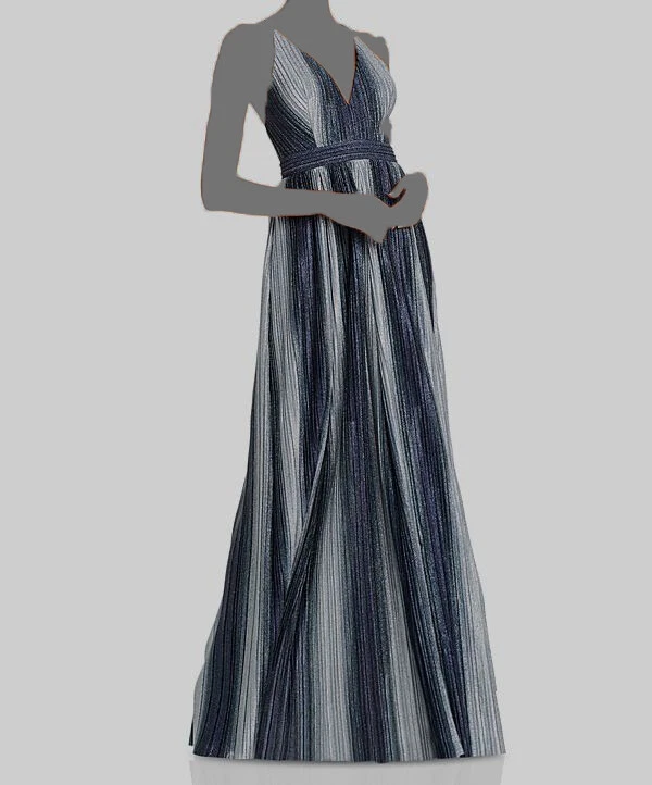 $268 Vestido Aqua Para Mujer Azul Sin Mangas Cuello en V Plisado Rayas Lurex Talla 8 Foto 1 de 1