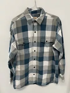 Red Head Brand Co Blue White Plaid Long Sleeve Button Flannel Shirt Medium 0824 - Picture 1 of 7