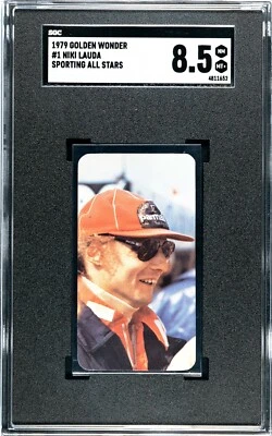 1979 Golden Wonder Sporting All Stars #1 Niki Lauda Racing Card SGC 8.5 NM-MT+ - Image 1 of 2