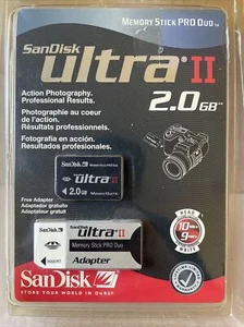 SanDisk Ultra II 2GB Memory Stick PRO Duo With Adapter. New Factory Sealed - Picture 1 of 2