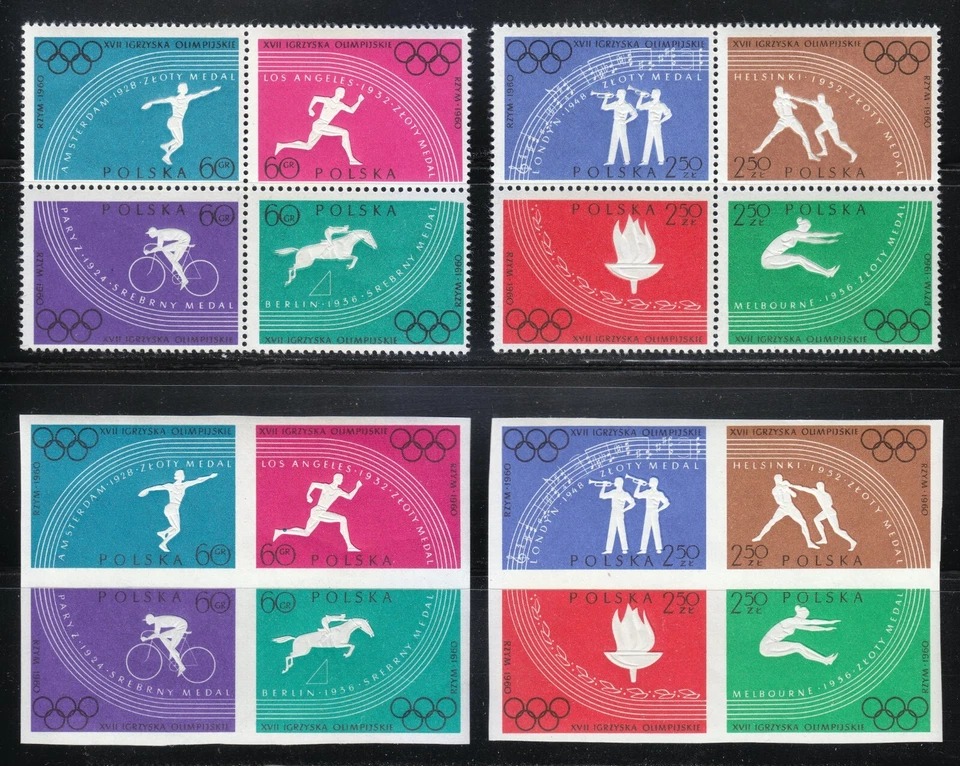 Poland MNH 1960 Mi 1166AB-1173AB Sc 917a,921a Polish Olympic Victories  0I ** - Image 1 of 2