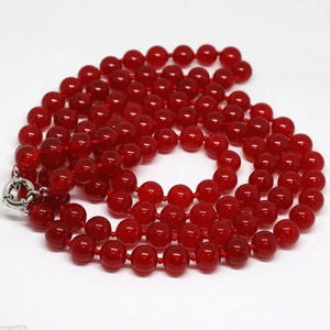 10mm round natural red Ruby beads necklace 36"##KH119 - Picture 1 of 6