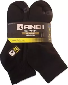 AND1® Men's Ankle Socks 12 pack "ARCH COMPRESSION~Reinforced heel and Toe" - Picture 1 of 15