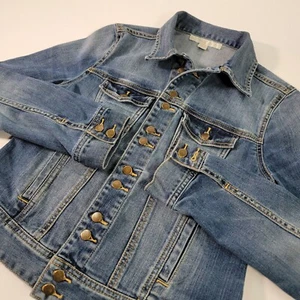 Boston Proper Womens Jean Jacket Size XS Denim Trucker Medium Wash Pockets - Picture 1 of 10