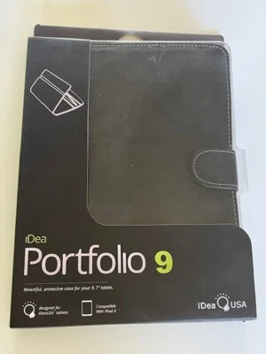 iDeaUSA Portfolio 9 - Black Leather Portfolio Cover for 9.7" Tablets -New in Box - Image 1 of 2