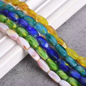 10pcs Cuboid Tube 14x6mm Colorful Lampwork Glass Loose Beads For Jewelry Making - Picture 1 of 8