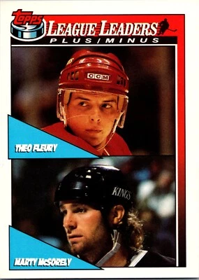 1991-92 Topps #322 Theo Fleury / Marty McSorely - League Leaders - Image 1 of 2