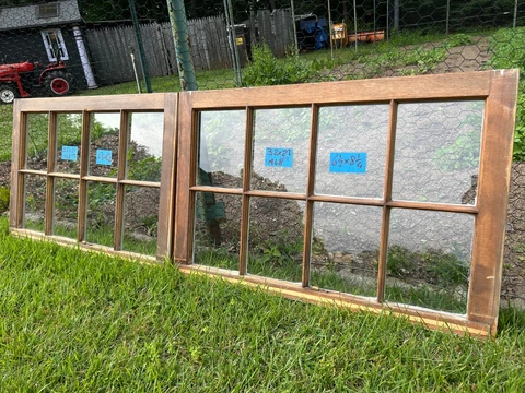 2 -32 x 21 Vintage Window Bottom sashes old 8 pane Frame  1948  Arts & Craft Cover