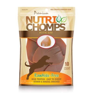 NutriChomps Dog Chews, Ear-Shaped Rawhide-Free Dog Treat 10 Count Chicken Flavor - Picture 1 of 7