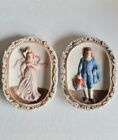 Pair Ceramic Wall Plaques. Blue Boy And Pink Girl. Made In Taiwan