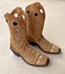 Justin Leather Square Toe Braun Wildleder Leder Cowgirl Westernstiefel Größe 7,5B - Bild 1 von 8