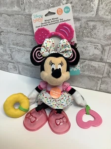 Disney Bebé Minnie Mouse Vestido Rosa Felpa Sonajero Mordedor Arruga Colgante Juguete Nuevo - Imagen 1 de 3