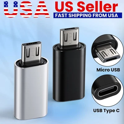 USB Type C Female to Micro USB Male Adapter Converter Data Connector USB-C US - Image 1 of 4