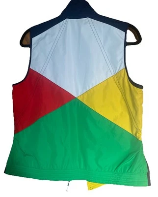 LRL Lauren Ralph Lauren Chaleco Cortavientos Reversible Azul Amarillo Verde M, Años 90 Foto 1 de 3