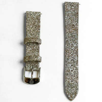 Michele Women's 16mm Brown Sparkle Grey Leather Watch Band 301925006 - Image 1 of 2