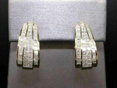 3Ct Lab Created Diamond Hoop/Huggie Earrings 14K Yellow Gold Plated Silver - Image 1 of 4