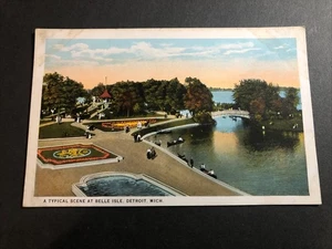 Detroit Michigan Mi Szene auf der Insel Belle unbenutzt Postkarte mit weisser Rand - Bild 1 von 2