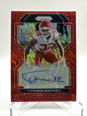 2021 Panini Prizm Tyrann Mathieu Red Shimmer Prizm Auto /10 Chiefs - Image 1 of 2