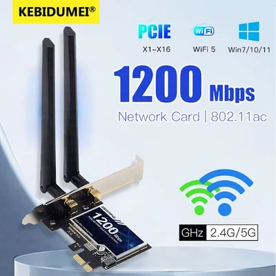 1200Mbps Wireless PCI-e Adapter 2.4G/5GHz Bluetooth 4.0 WiFi Wlan Card 802.11ac  - Bild 1 von 4