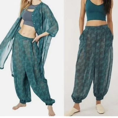 Pantalón de dormir Free People More Chill transparente verde marino combo talla pequeña Foto 1 de 4