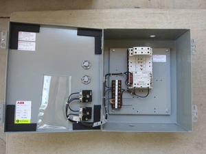 ABB GE CR460XE1D (2)CR460XP32 NEMA1 277V Coil Lighting Contactor w On-Off, Used - Picture 1 of 10