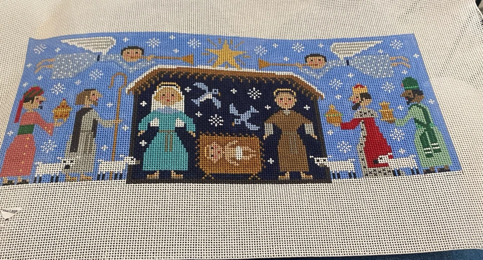 Birds Of A Feather BF222 JOYOUS CHRSTMAS Nativity Handpainted Needlepoint Canvas - Image 1 of 4