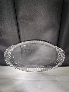VINTAGE ART DECO COMÒ O VASSOIO DA PORTATA, VETRO PESANTE, OVALE 8,5" X 5", - Foto 1 di 2