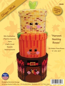 Design Works Plastic Canvas Wall Decor Kit Set Of 3-Harvest Nesting Boxes - Picture 1 of 1