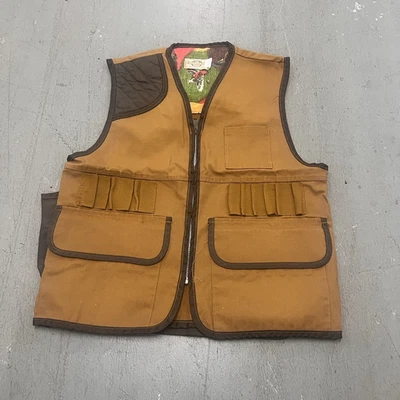 VTG 70s 80s SafTBak Canvas Pheasant Hunting Vest Brown Green Game Med USA - Image 1 of 4