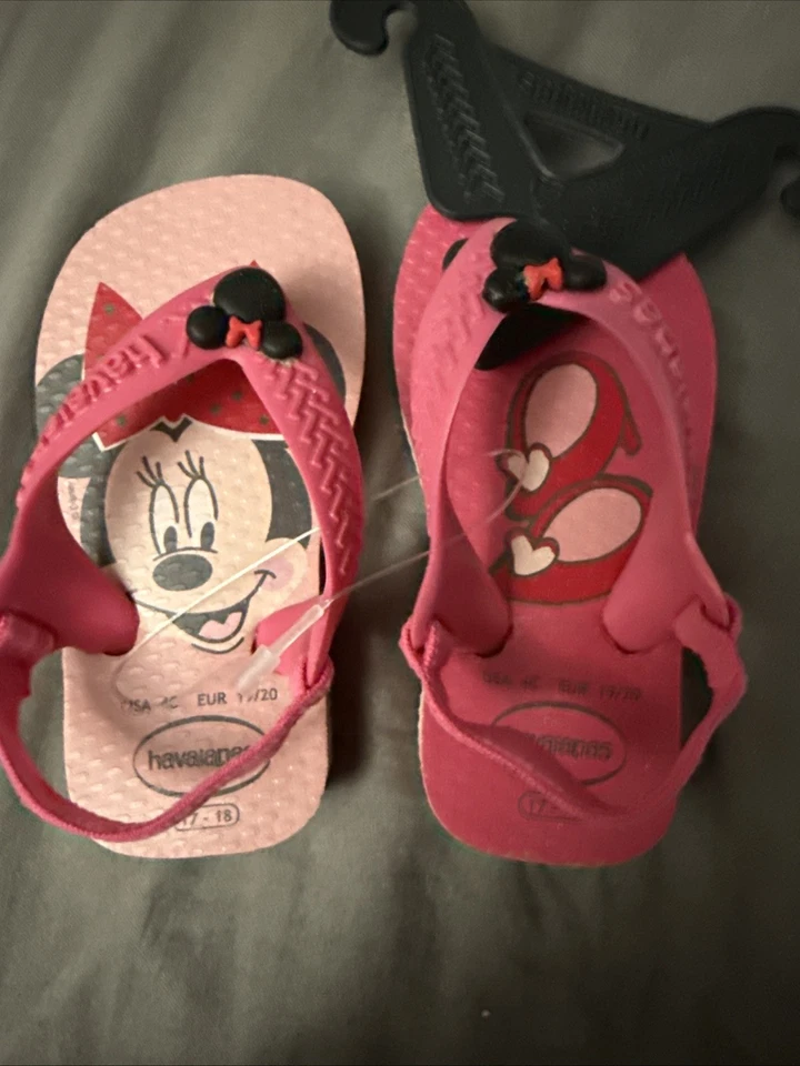 Havaianas 人字拖 迪士尼 米妮老鼠 2 色 粉色 背带 儿童 尺寸 美国 4C — 第 1/3 张图片