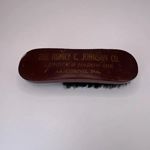 Vintage Wood Handle Shoe Shine Brush Henry Johnson Lumber Hardware Luzerne Pa - Picture 1 of 7