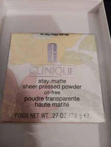 Clinique Stay Matte Sheer Pressed Powder, Oil Free, 03 Stay Beige, 0.27 oz Nib - Picture 1 of 3