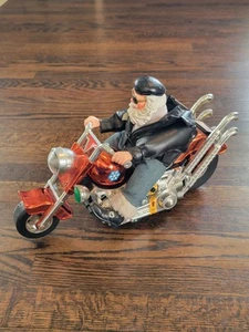 Animated Musical Biker Santa Santa Clause Decoration Christmas Holiday TESTED  - Picture 1 of 7