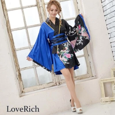 Fantasia mini vestido quimono cetim padrão japonês - Imagem 1 de 4