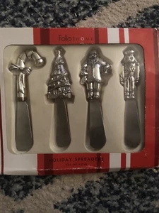Vintage Folio Home Stainless Steel Set of 4 Holiday Christmas Cheese  Spreaders - Picture 1 of 3