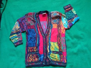 Vintage Coogi Strickjacke 3D Struktur Grobstrick Mehrfarbig Strick Pullover Gr. M - Bild 1 von 16