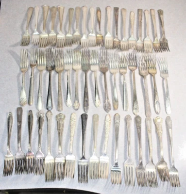 HORQUILLAS DE CENA 50 piezas plateadas mezcla de patrones antiguos a vintage #95 Foto 1 de 4