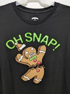 Mens Black OH SNAP Gingerbread Man Short Sleeve Christmas T-Shirt 2XL - Picture 1 of 5