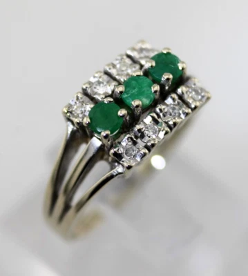 Allianzring Gold 585 14Kt mit Smaragden und Brillanten - Bild 1 von 4