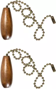 2Pcs 13.8" Wooden Ceiling Fan Pull Chain Ceiling Fan Beaded Ball Pull Chain with - Picture 1 of 12