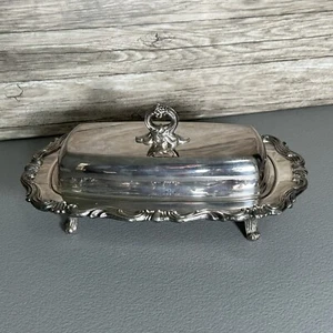 Vintage Butter Dish By F.B. Rogers Silver Co With Glass Insert - Picture 1 of 9