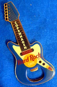 GUITARRA ELÉCTRICA ABRIDOR BOTELLAS IMÁN GUARDABARROS AZUL COPENHAGEN Hard Rock Café - Imagen 1 de 1