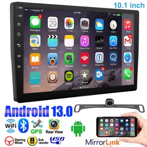 10.1" Android 13 For Apple Carplay Car Stereo Radio GPS Navi WiFi 2 Din + Camera - Picture 1 of 17
