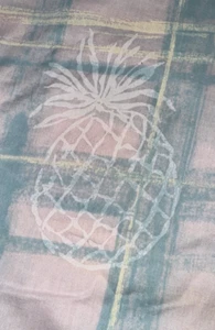 Vintage 80s Pastel Pink Aqua Pineapple Fabric Super Soft BTY W14 - Picture 1 of 5