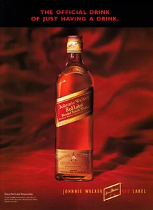 JOHNNIE WALKER WHISKY AD #8 RARE 1996 "THE OFFICIAL DRINK OF JUST HABEN A..." - Bild 1 von 2
