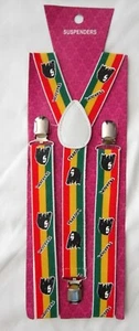 Rasta (black/green/yellow/red) Stripes Bob Marley Y-Back Suspenders Combo-New! - Picture 1 of 1