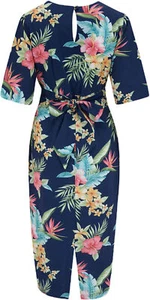 RocknRomance EVELYN Honolulu Tropical 50s PENCIL Bleistiftkleid Blau Rockabilly - Bild 1 von 2