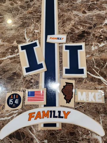 Illinois Fighting Illini full size football helmets 3M vinyl decals Cover