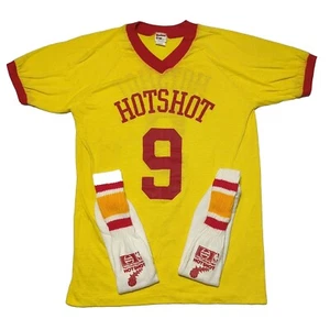Vintage 70's NBA Hot Shot Pepsi Challenge #9 Jersey & Socks RARE Red/Yellow - Picture 1 of 7